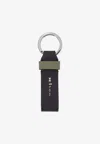 Kiton Ciro Paone Logo Lettering Leather Keyring In Black