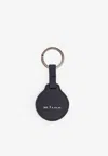 Kiton Ciro Paone Logo Lettering Leather Keyring In Blue