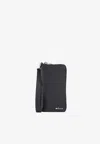 Kiton Ciro Paone Logo Lettering Leather Phone Holder In Black