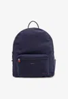 Kiton Ciro Paone Nylon Backpack With Metal Lettering Logo In Blue