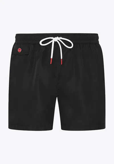 Kiton Ciro Paone Logo-patched Swim Shorts In Black
