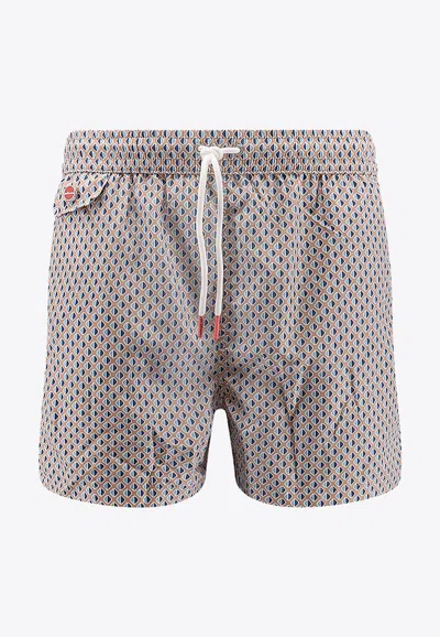 Kiton Ciro Paone Logo-patched Swim Shorts In Multi