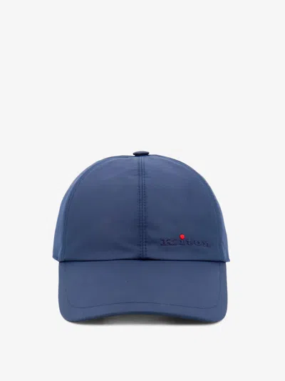 Kiton Ciro Paone Nylon Hat With Embroidered Logo On The Front In Blue