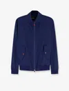 Kiton Ciro Paone Logo Embroidered Zip-up Jacket In Blue