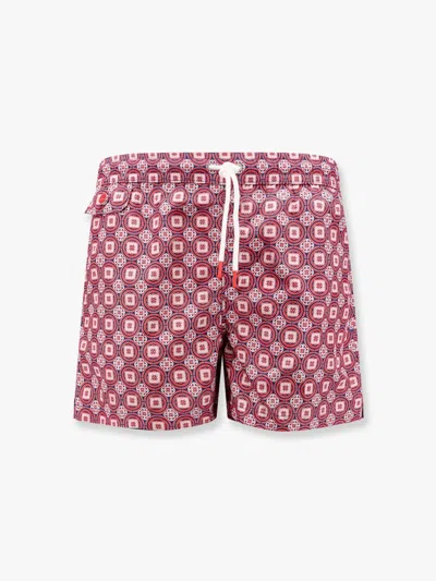 KITON NYLON SWIM TRUNK WITH ALL-OVER MAIOLICA PRINT