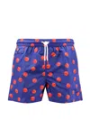 Kiton Ciro Paone Nylon Swim Trunk With All-over Print In Blue