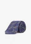 Kiton Ciro Paone Paisley Silk Tie In Blue