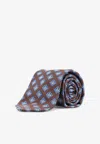 Kiton Ciro Paone Pattern Silk Tie In Blue