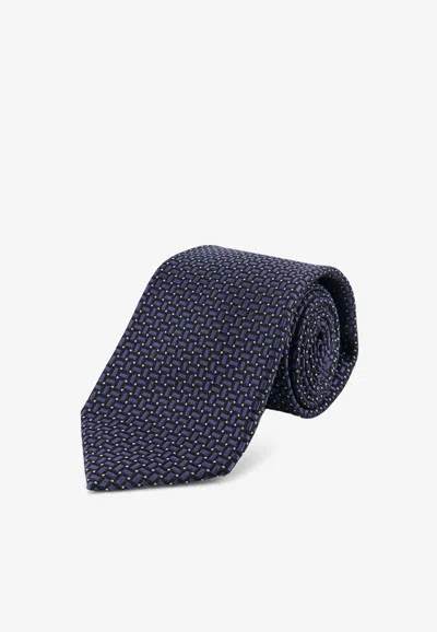Kiton Ciro Paone Patterned Jacquard Silk Tie In Blue