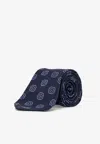 Kiton Ciro Paone Patterned Silk Tie In Blue