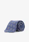 Kiton Ciro Paone Patterned Silk Tie In Blue