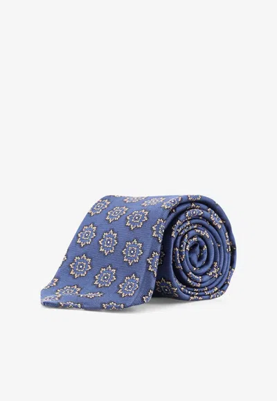Kiton Ciro Paone Patterned Silk Tie In Blue
