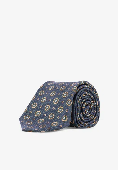 Kiton Ciro Paone Patterned Silk Tie In Gray