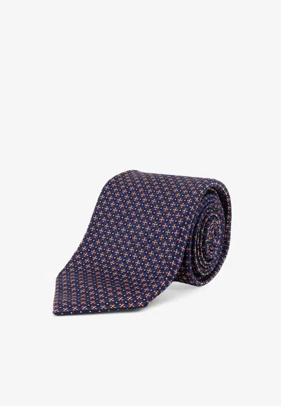 Kiton Ciro Paone Patterned Silk Tie In Blue