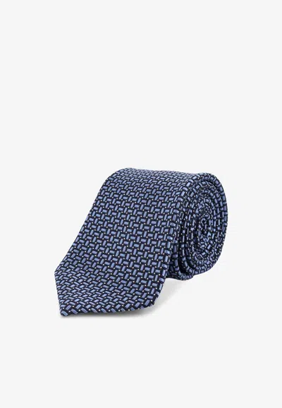Kiton Ciro Paone Patterned Silk Tie In Blue