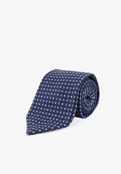 Kiton Ciro Paone Patterned Silk Tie In Blue