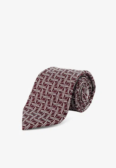 Kiton Ciro Paone Patterned Silk Tie In Brown