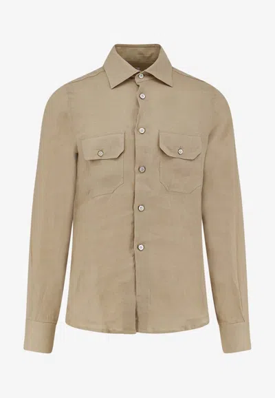 Kiton Ciro Paone Stitched Buttoned Shirt In Animal Print