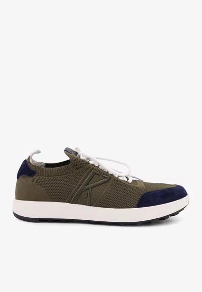KITON CIRO PAONE SUEDE AND MESH LACE-UP SNEAKERS