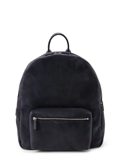 Kiton Ciro Paone Suede Backpack With Engraved Logo