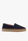 Kiton Ciro Paone Suede Espadrillas With Iconic Stitching In Blue