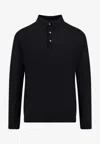Kiton Ciro Paone Wool Long-sleeved Polo T-shirt In Black