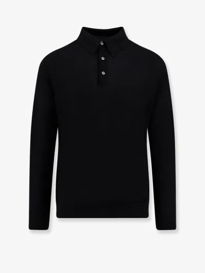 Kiton Ciro Paone Wool Polo Shirt In Black