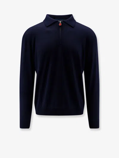 Kiton Ciro Paone Wool Polo Shirt In Blue