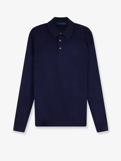 Kiton Ciro Paone Wool Polo Shirt In Blue