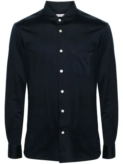 Kiton Classic-collar Cotton Shirt In Blue
