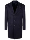 Kiton Notch Lapel Coat With Back Vent And Pockets In Blue