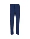 KITON COBALT BLUE LINEN TROUSERS WITH ELASTICISED WAISTBAND