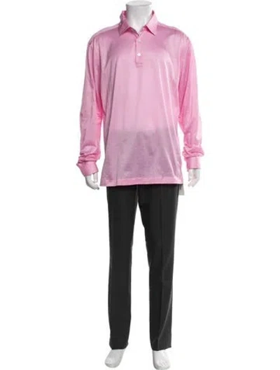 Pre-owned Kiton Collar Long Sleeve Polo Shirt In Pink