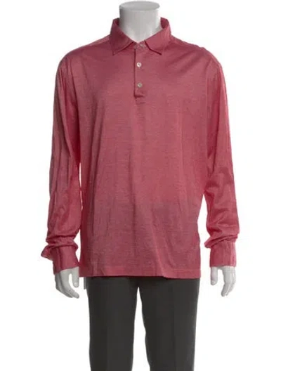 Pre-owned Kiton Collar Long Sleeve Polo Shirt In Red