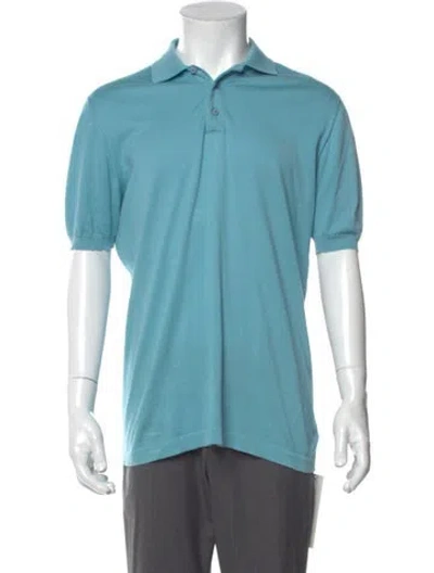 Pre-owned Kiton Collar Short Sleeve Polo Shirt In Blue