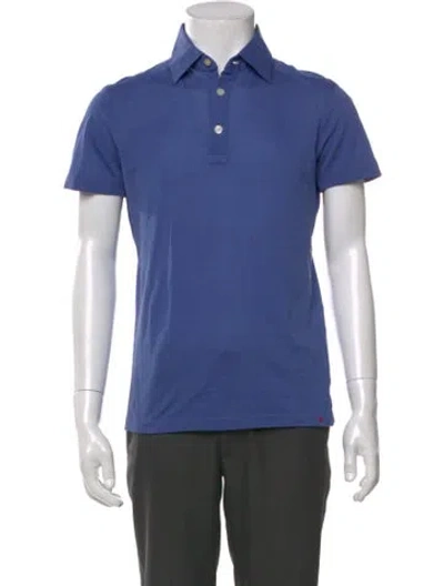Pre-owned Kiton Collar Short Sleeve Polo Shirt In Blue