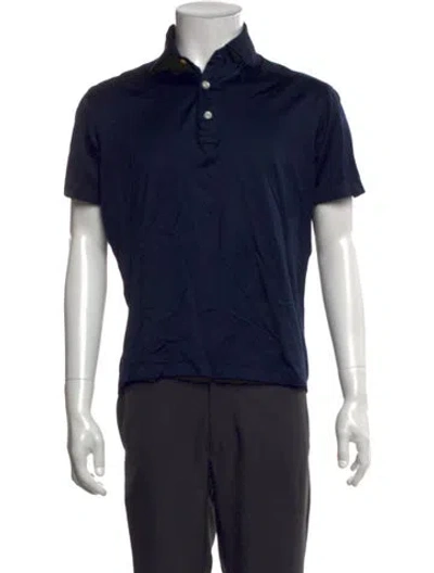 Pre-owned Kiton Collar Short Sleeve Polo Shirt In Blue