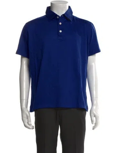 Pre-owned Kiton Collar Short Sleeve Polo Shirt In Blue