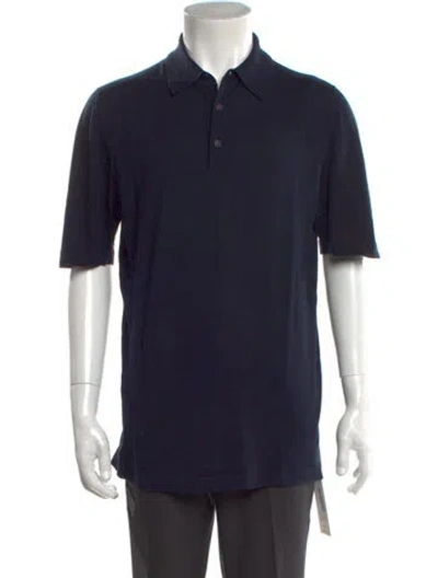 Pre-owned Kiton Collar Short Sleeve Polo Shirt In Blue