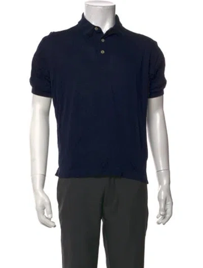 Pre-owned Kiton Collar Short Sleeve Polo Shirt In Blue