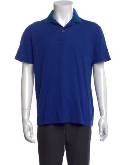 Pre-owned Kiton Collar Short Sleeve Polo Shirt In Blue