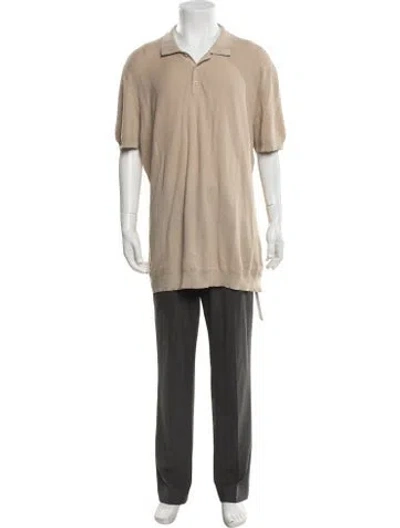 Pre-owned Kiton Collar Short Sleeve Polo Sweater In Neutrals