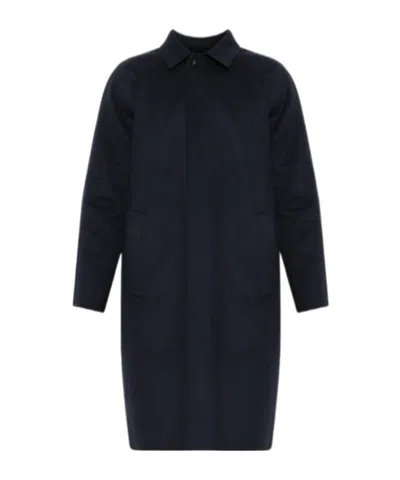 Kiton Collared Long-sleeved Coat In Blue