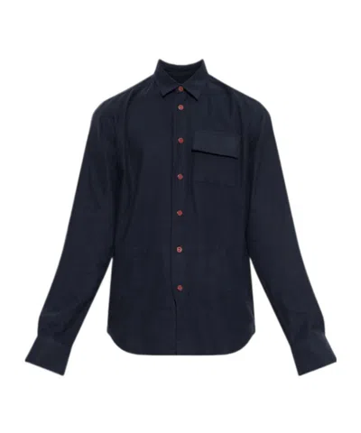 Kiton Flap-pocket Button-down Shirt In Blue