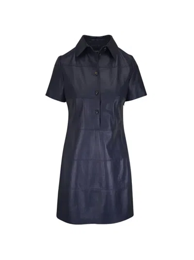 Kiton Collared Panelled Mini Dress In Blue
