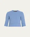 Kiton Collarless Wool Crepe Jacket In Lt Blu