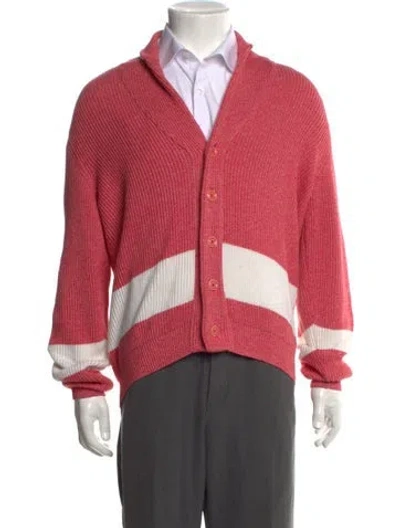 Pre-owned Kiton Colorblock Pattern Collar Cardigan In Pink