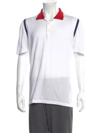 Pre-owned Kiton Colorblock Pattern Crew Neck Polo Shirt In White