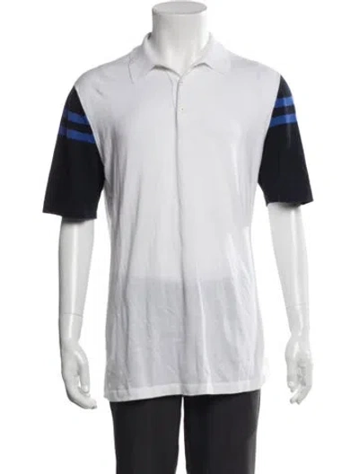 Pre-owned Kiton Colorblock Pattern Crew Neck Polo Shirt In White