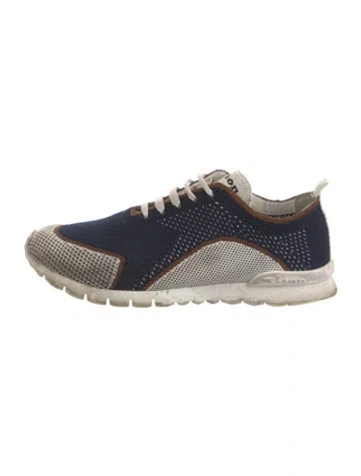 Pre-owned Kiton Colorblock Pattern Sneakers In Blue
